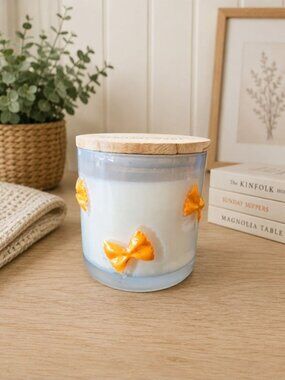New Yellow Bow Tie Pasta Glass Scented Candle Room Decor Foodie Present